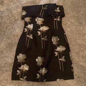 Rachel Rachel Roy Size 2 Strapless Black Floral Cocktail Dress